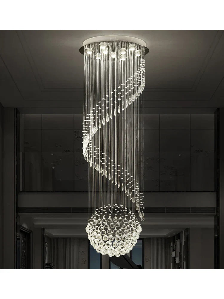 Crystal Chain Pendant Light Chandelier for Living Room and Staircase