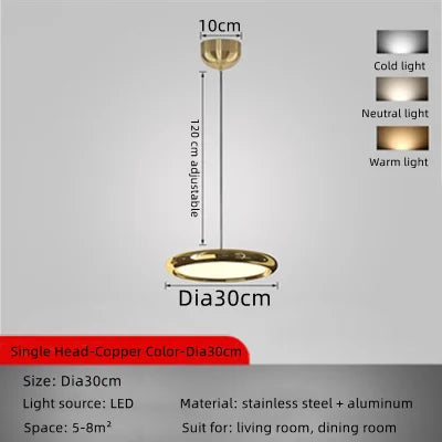 Circular Dining Pendant Chandelier LED Light for Kitchen, Living Room & Bedroom