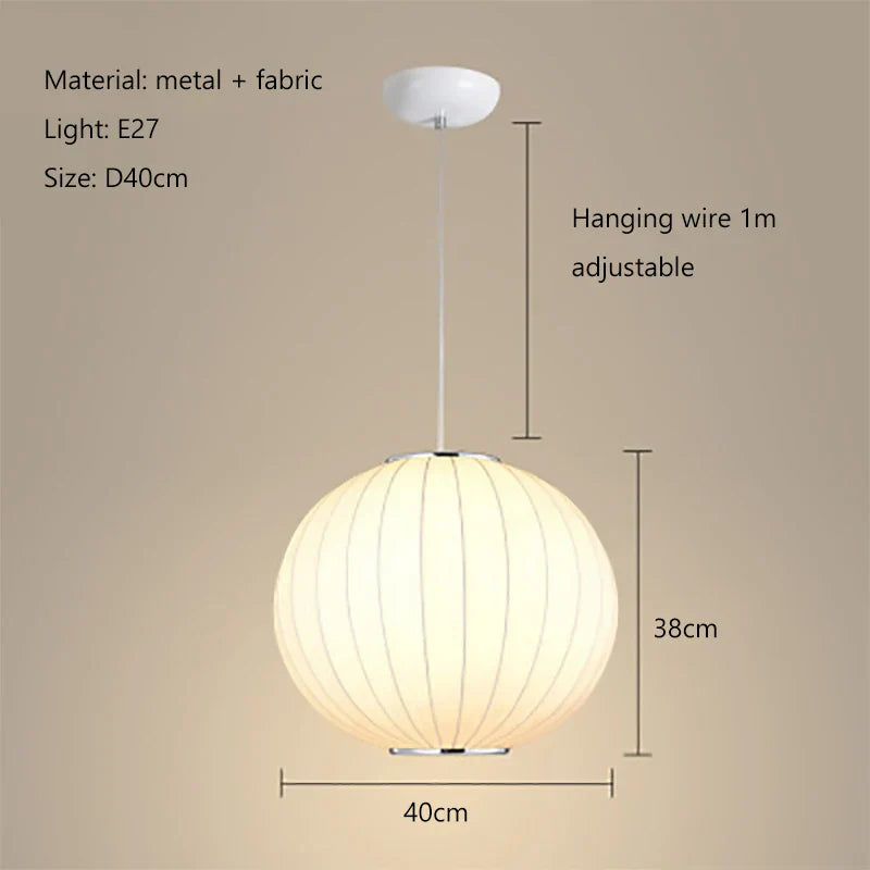 Tatami Fabric Shade LED Pendant Lights for Living Dining Bedroom