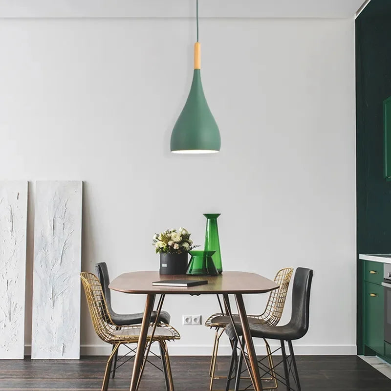 Wood Pendant Light: Modern Nordic Kitchen Ceiling Lamp for Dining Room & Coffee Bar