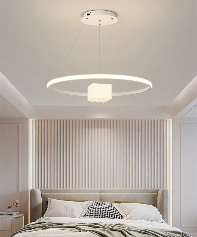 LED Chandelier: Modern White Hanging Light for Living Room Kitchen, Indoor Decor Lamps