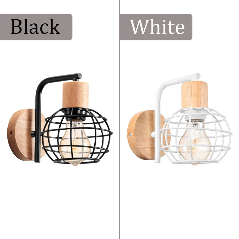 Retro Wood Wall Sconce Vintage Ceiling Pendant Lights for Home Décor
