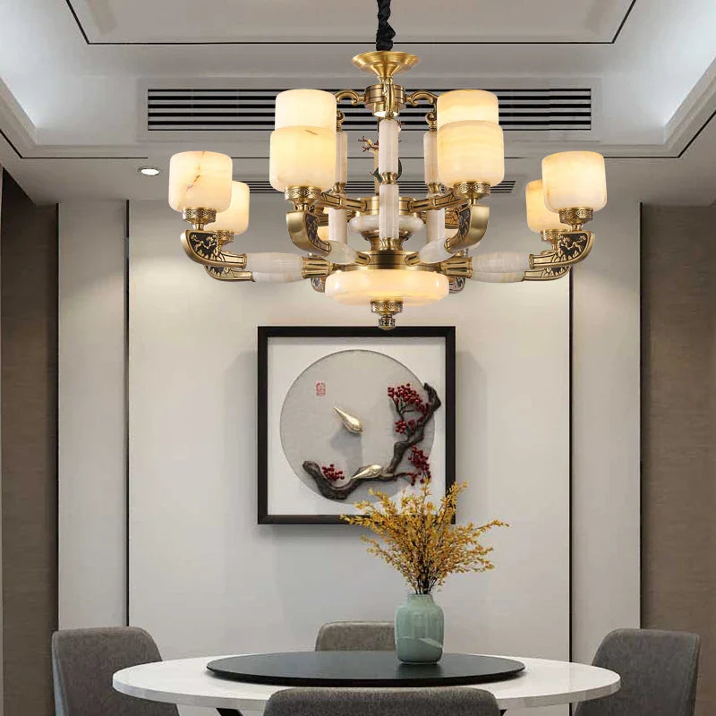 Chinese Jade Chandelier: Modern Living Room & Restaurant Décor