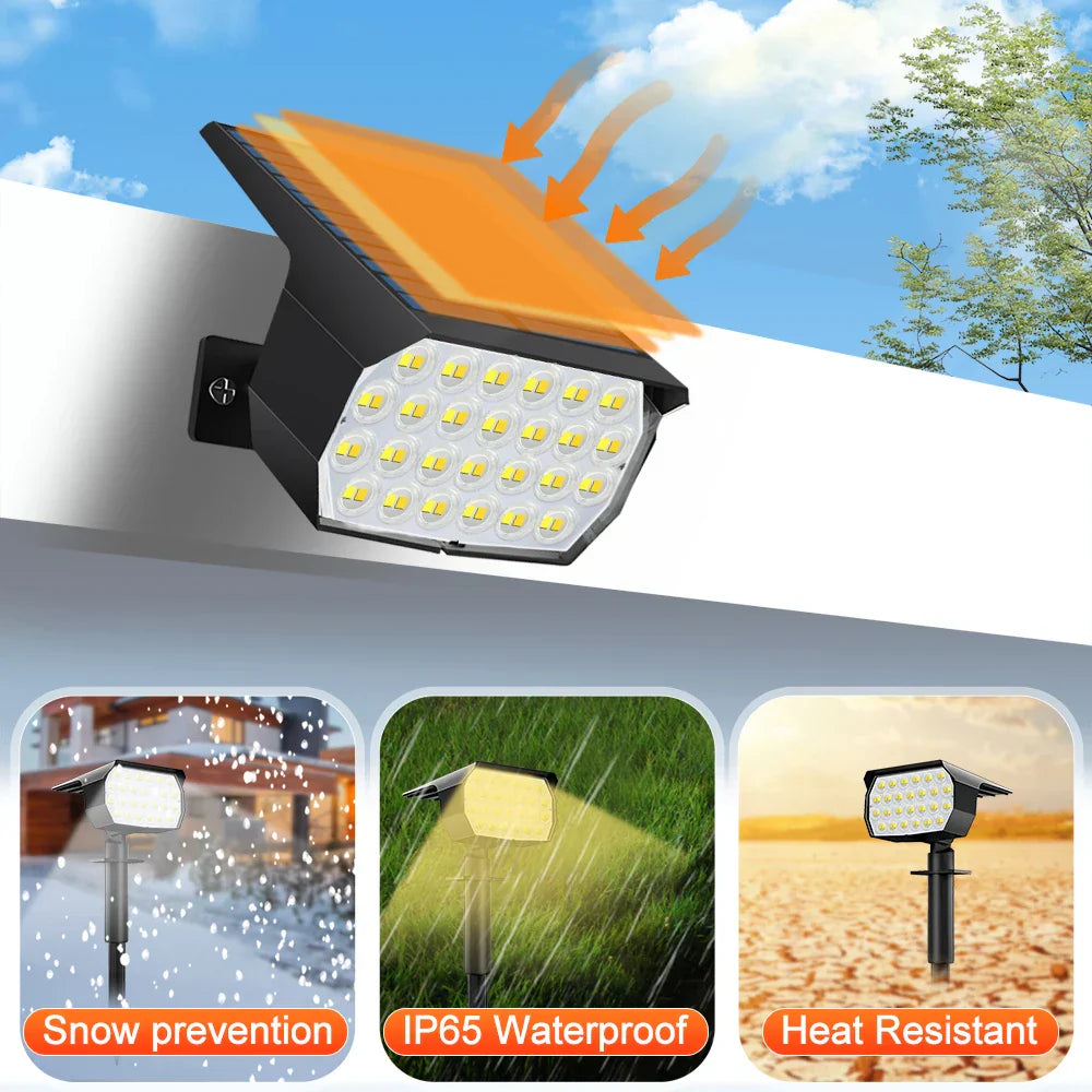 Solar Landscape Light: 50LED Outdoor Waterproof Garden Spotlight with 3 Color Modes
