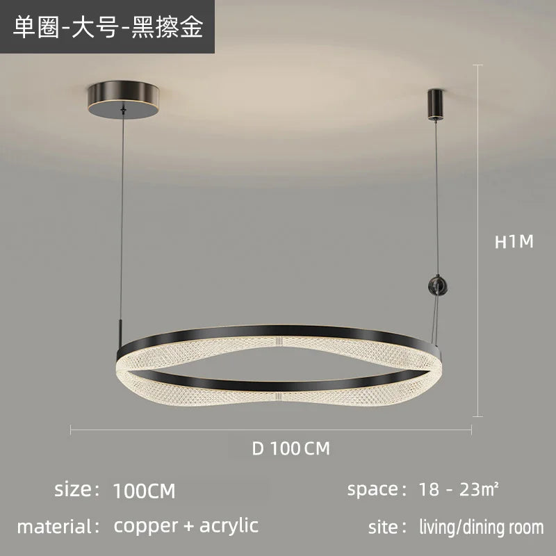 LED Ring Pendant Chandelier for Living Room Bedroom and Dining Room