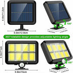 160COB Solar Outdoor Wall Lights Motion Sensor Remote Control Garden Street