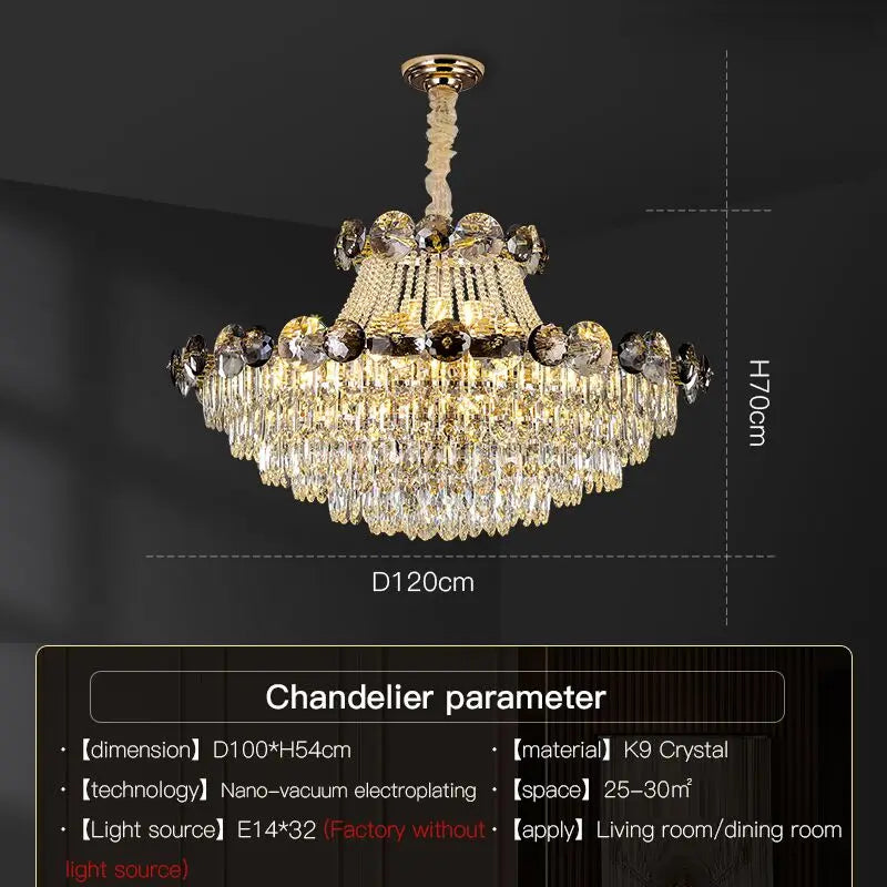 Crystal Light Luxury Chandelier for Living Room Dining Bedroom