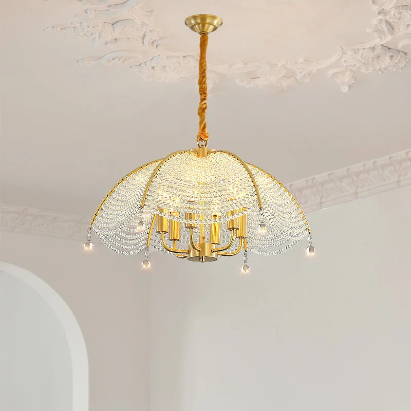 Copper Crystal Chandelier: Luxurious New American French Style Livingroom Lighting