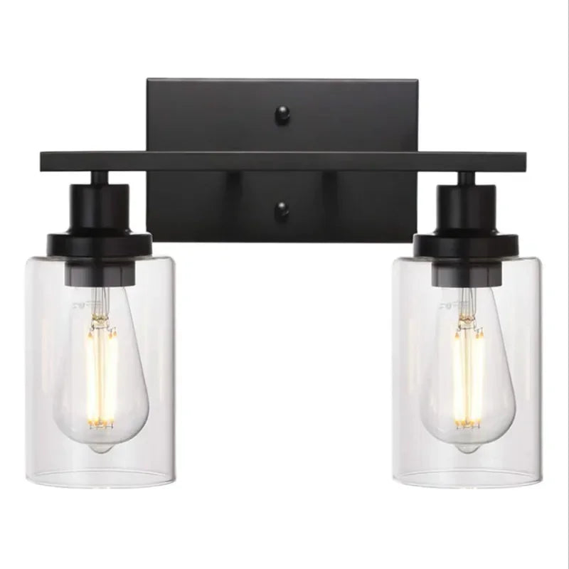 Vintage Industrial Wall Sconce Light with Clear Glass Shade for Living Room & Kitchen