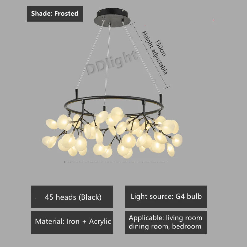 Firefly Nordic Hanging Chandelier, Modern Round Living Room Romantic Lamp