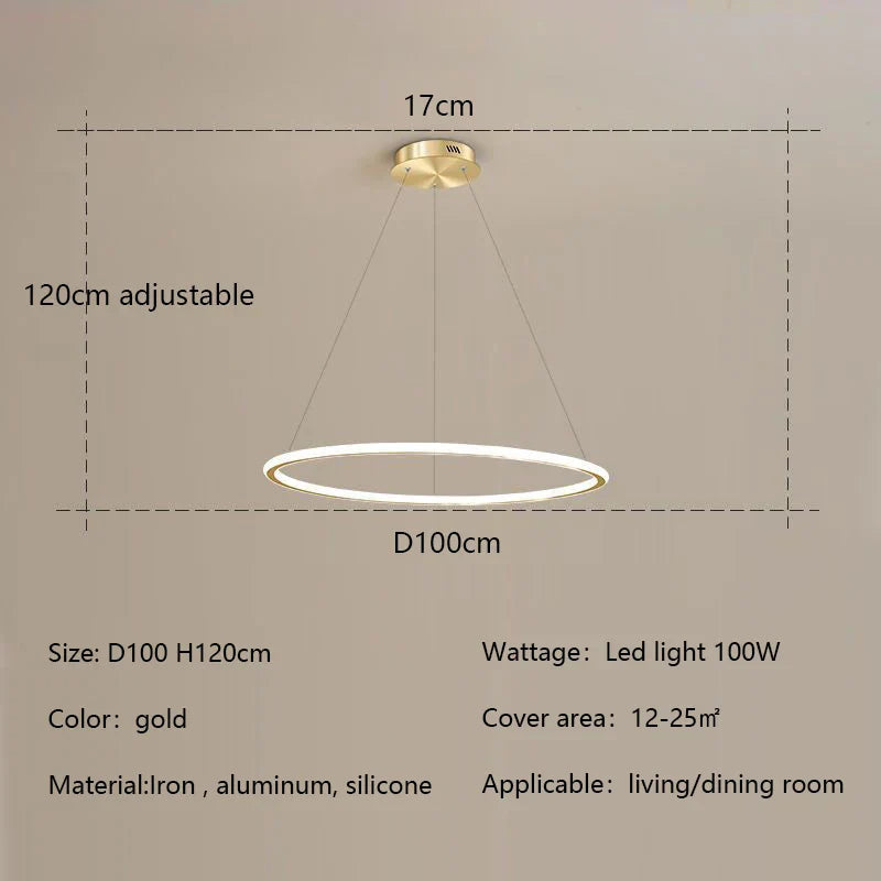 Nordic Round LED Ring Chandelier for Living Dining Bedroom