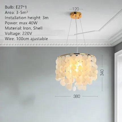 Gold Shell Chandelier Lanterns for Living Room, Restaurant, and Bedroom