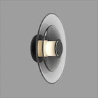 Amber Glass Disc Wall Lamp: Modern Minimalist LED Sconce Lighting Fixture