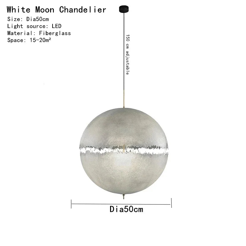 Moon LED Chandelier Fiberglass Pendant Lamp for Home Decor Lighting