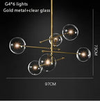 Black Gold Brass Chandelier with Clear Glass Art - Vintage Geometric Lighting