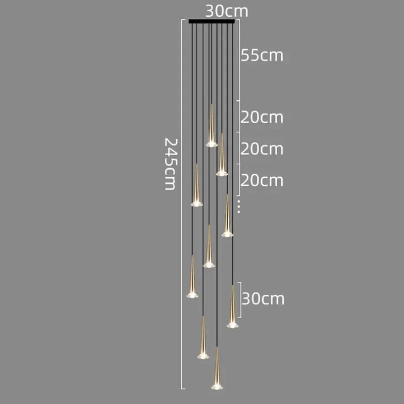 Crystal LED Chandelier: Luxury Pendant Light, Staircase Suspension Luminaire, Indoor Hanging Lamps