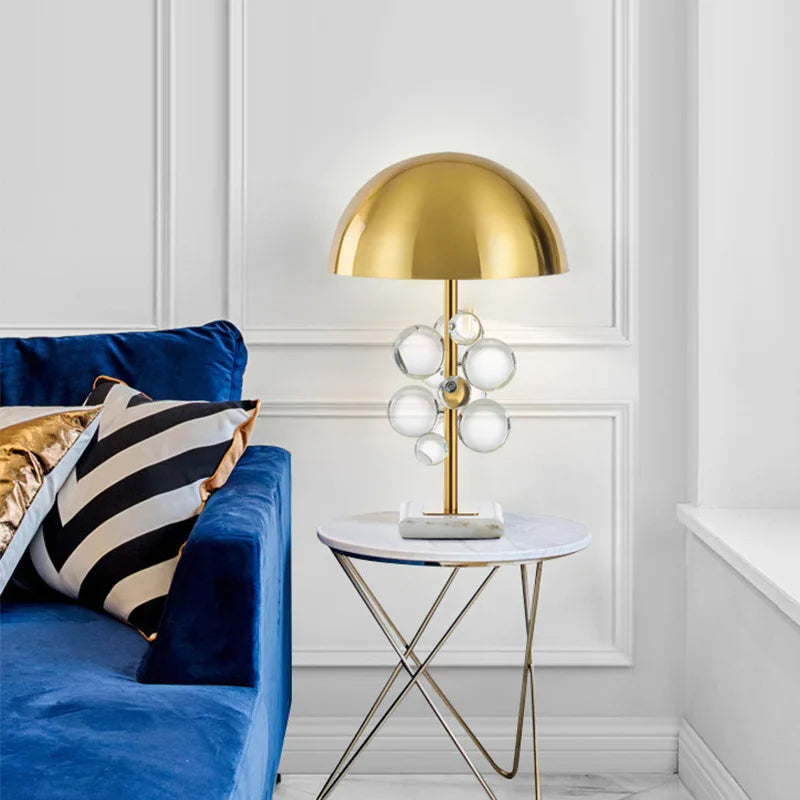 Golden Mushroom Crystal Ball Table Lamp Multicolored Creative Bedroom Decor