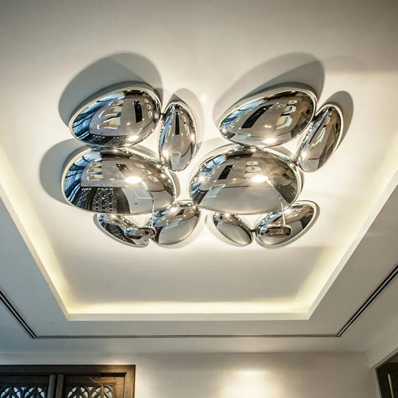 Chrome LED Pendant Lights: Modern Water Droplets Chandeliers for Living, Dining, Bedroom.