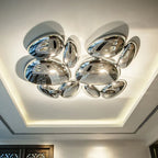 Chrome LED Pendant Lights: Modern Water Droplets Chandeliers for Living, Dining, Bedroom.