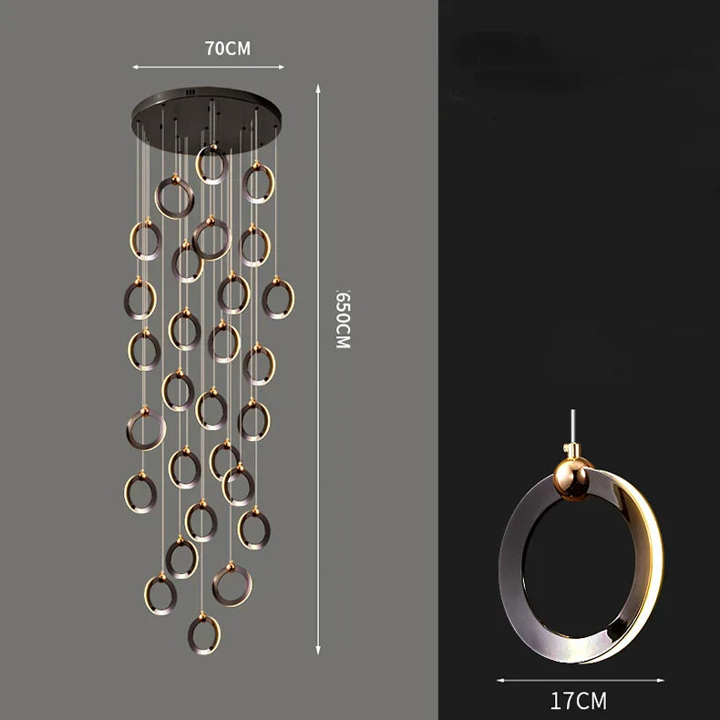 Crystal Chandelier Stair Pendant, Modern Living Room Lighting, Interior Home Decoration