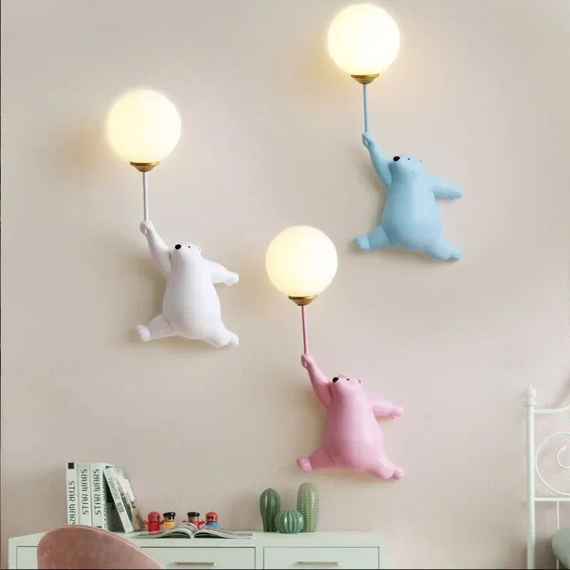 Polar Bear LED Sconce: Creative Wall Lighting for Family Theme Hotel Kid Children Bedroom