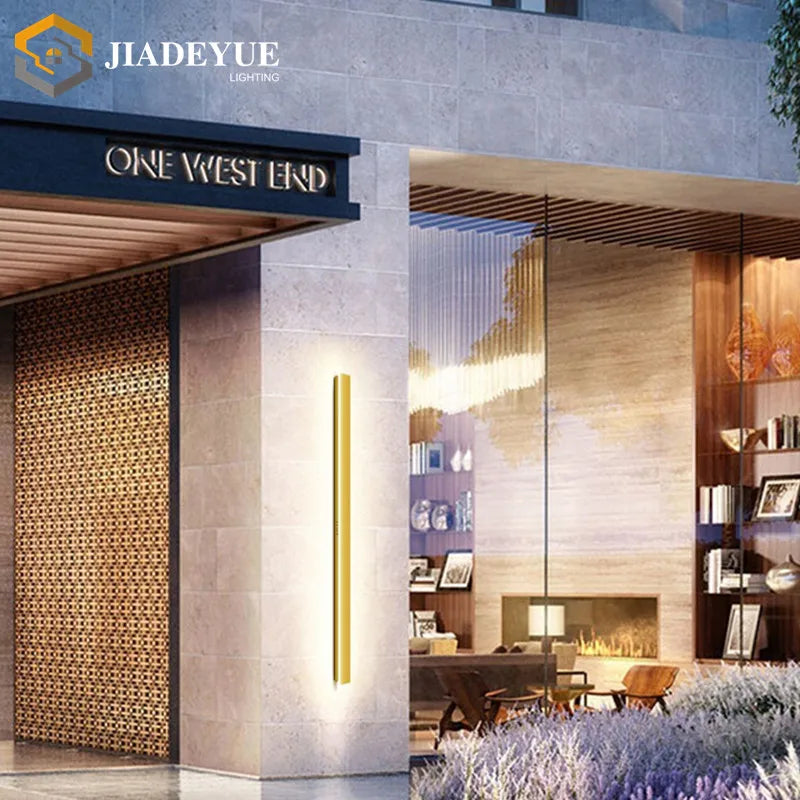 Golden Modern Outdoor LED Wall Light - IP65 Waterproof Garden Lighting