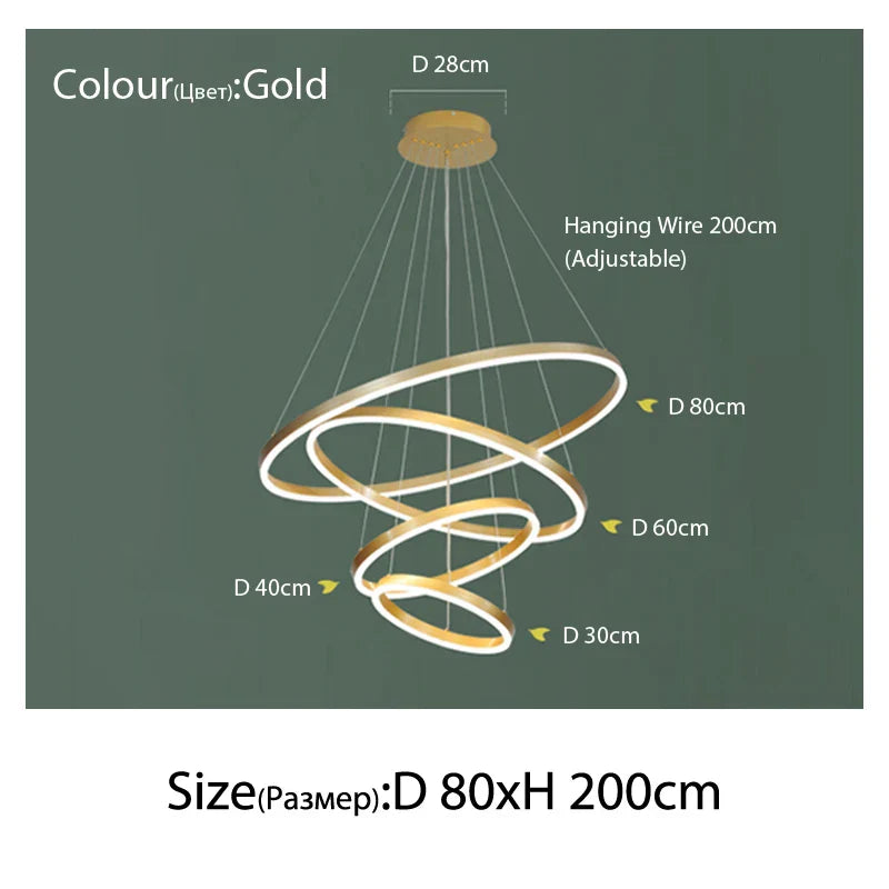 Sophisticated Duplex Living Room Chandelier & LED Circles Lighting Fixtures