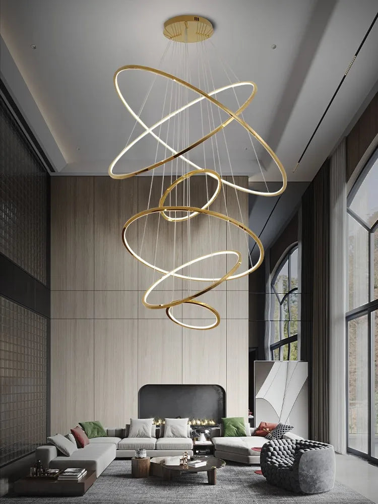 Stainless Steel Ring Pendant Light Modern Minimalist Chandelier