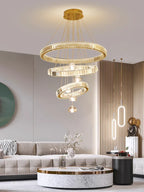 Luxury Crystal Ring Chandelier - Elegant Pendant Light Fixture for Living Room