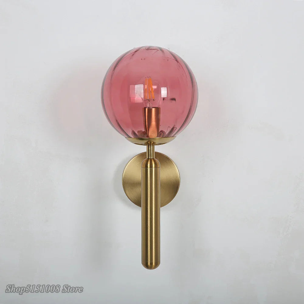 Glass Ball LED Wall Lamp Modern Bedroom Beside Light Fixture
