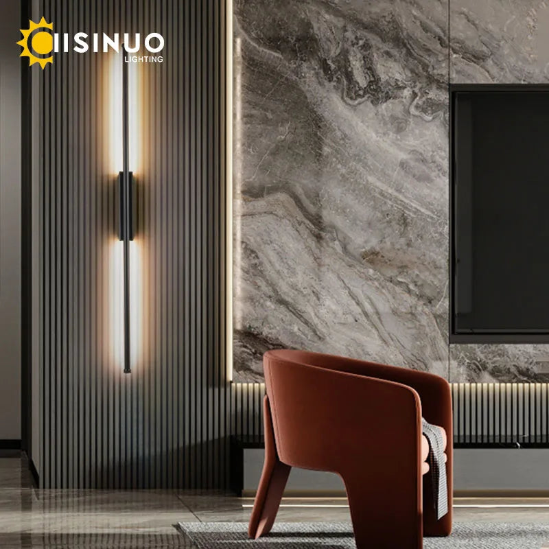 Black Iron LED Wall Lamp for Living Room, Bedside, TV Background - 110v 240v