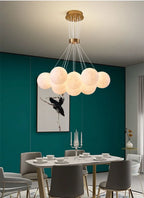 Moon Lampshade Chandelier: 3D Printed LED Hanging Light for Home Decor