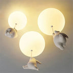 Nordic White Bear Kid Ceiling Lamp: Children's Room Decoration LED Pendant Light.