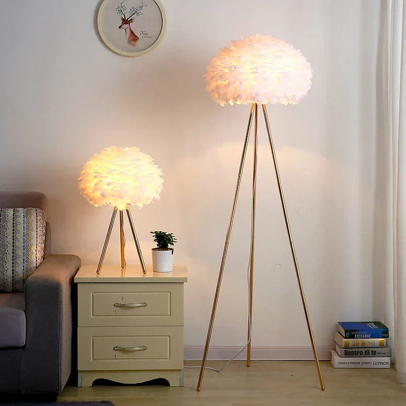 Nordic Feather Floor Lamp for Bedroom and Living Room Lighting