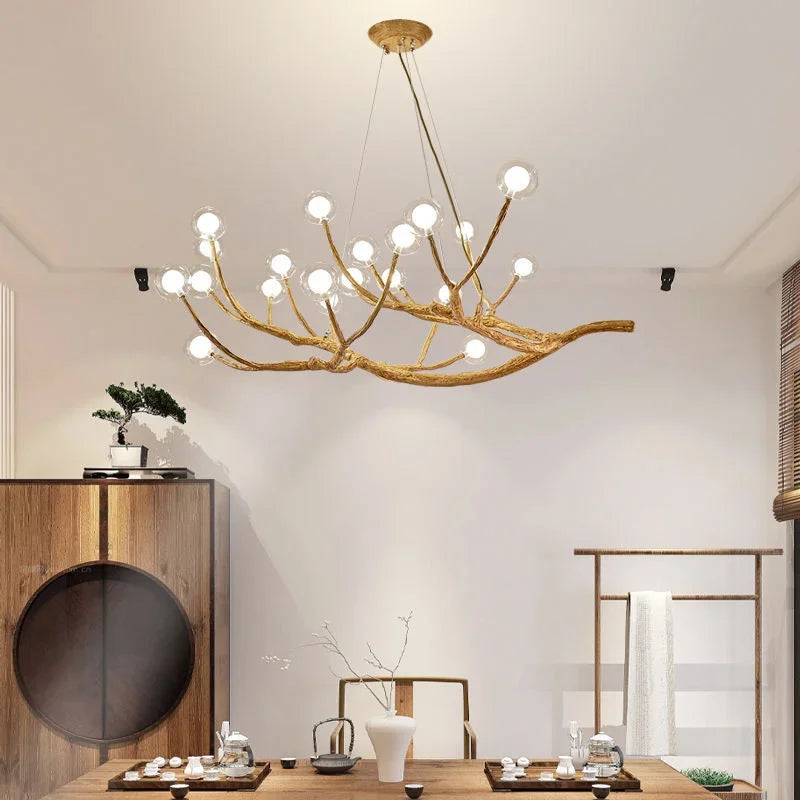 Tree Branches Chandelier Resin LED Pendant Light Luxury Living Room Decoration