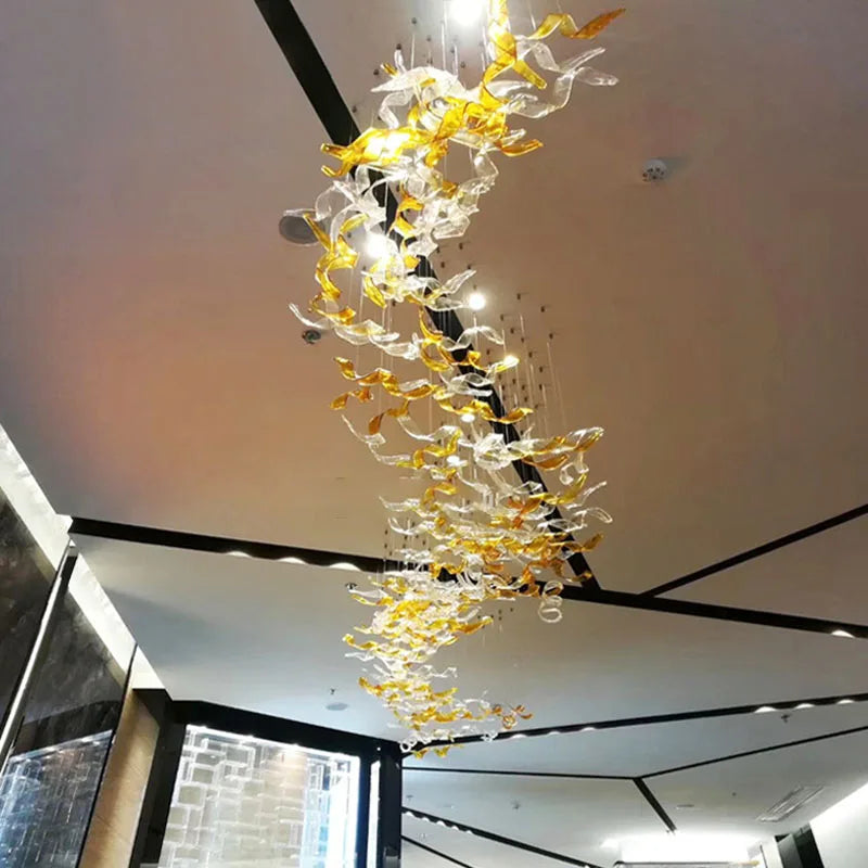 Luxury Glass Stair Chandelier for Villa & Hotel Lobby
