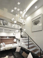 Modern Crystal Staircase Chandelier: Luxury Indoor Hanging Lighting Fixture for Living Room