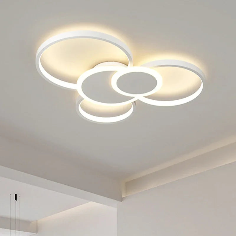 Modern Circles LED Dimmable Chandelier: Minimalist Nordic Living Room & Bedroom Lighting