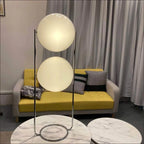 Chrome Metal LED Floor Lamp with White Acrylic Ball Light for Home Decoration