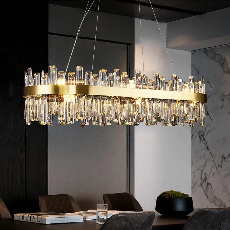 Smoke Grey Crystal LED Chandelier for Home Decor in Living Dining Bedroom