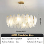 Glass Feather Chandelier: Luxury Art Decor for Living Dining Room