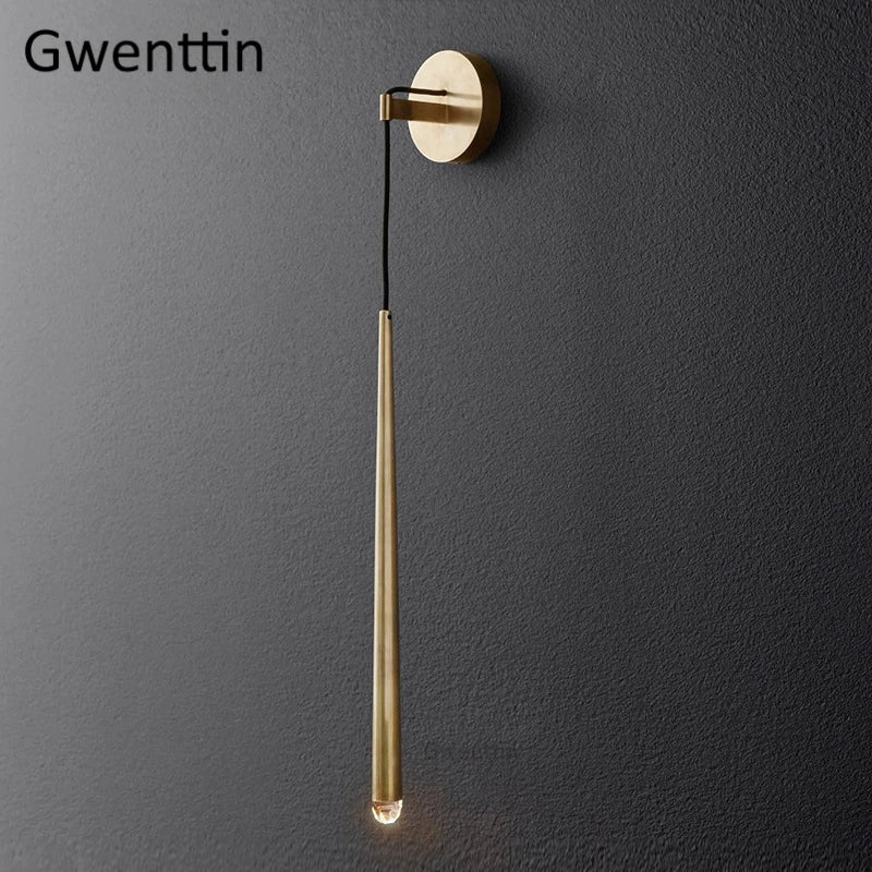 Crystal Water Drop Wall Sconce for Bathroom & Bedroom, Gold LED Mirror Light
