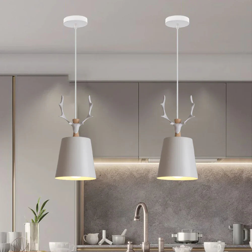White Industrial LED E27 Pendant Light for Modern Home Kitchen Decor