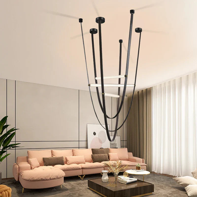 Glass Tube Pendant Lamp: Modern LED Lighting for Living Room, Duplex Villa Staircase