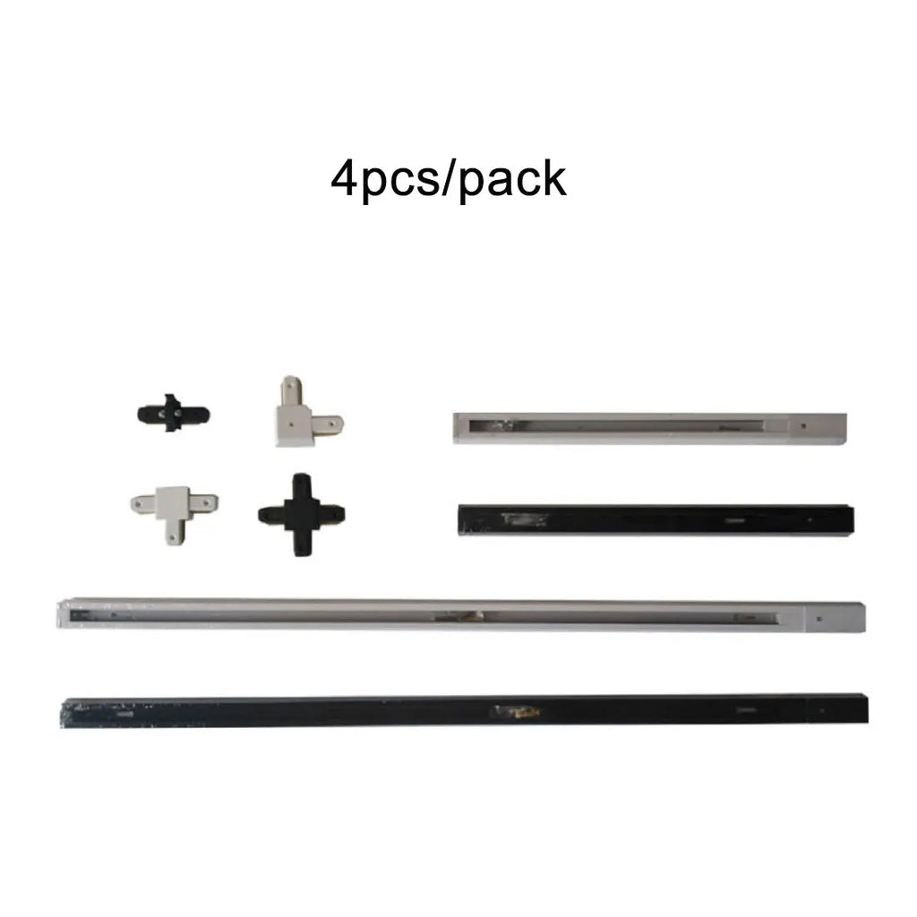 Ceiling Track Rail Connector Set: Black/White, Straight/Cross, 0.5m/1m, 2-Wire