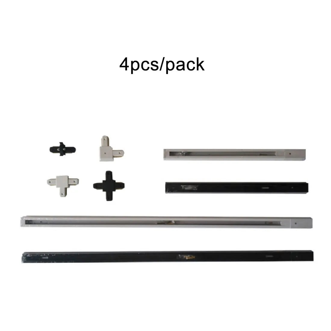 Ceiling Track Rail Connector Set: Black/White, Straight/Cross, 0.5m/1m, 2-Wire