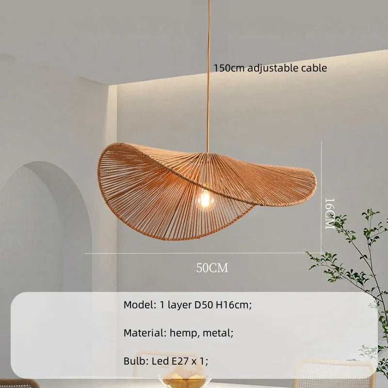 Hemp Pendant Lights: Wabi Sabi LED Indoor Lighting Fixtures