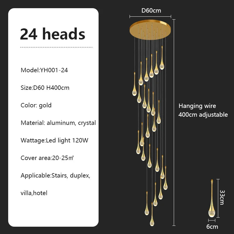 Crystal Chandelier: Modern LED Pendant Light for Villa Living Room and Attic