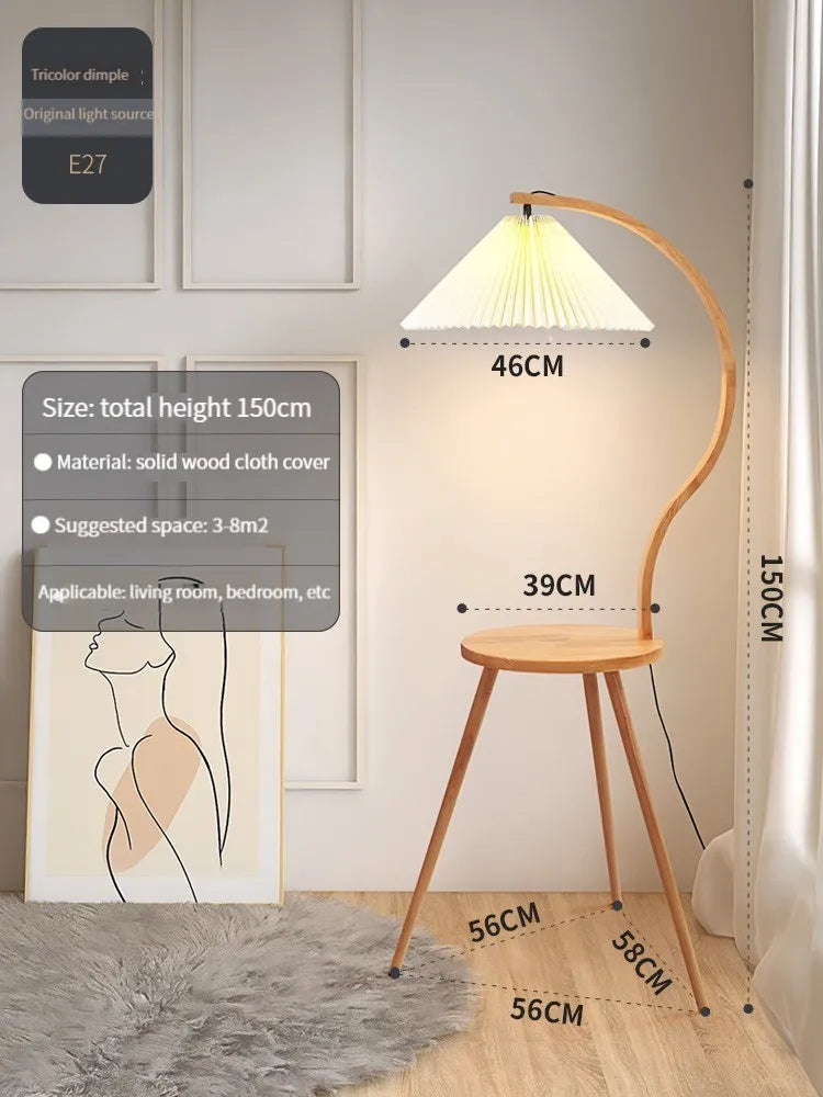 Nordic Wooden LED Corner Floor Lamp for Bedroom and Living Room