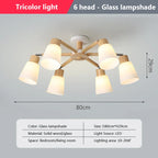 Nordic Wood Chandelier - Modern Living Room Ceiling Lamp with LED Bulb